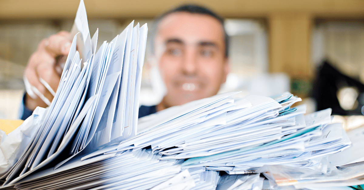 Man with tons of mail
